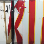 The last cartridge, 2008. adhesive tape, vinyl on metal, 440 x 190cm.