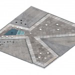 Paper Plane, 2011. Axonometric views of the Polish Aviation Museum, showing the three phases of its flattening out. Lambda D-Print, 80x100 cm