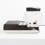 Adam Basanta. Message Past Future, 2015. Sound installation, 55" x 55" x 50", 3 portable cassette-tape recorders, 3 modified cassette tapes, electronics.
