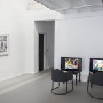 Veronicas & Iconomia, Multichannel Video Installation (2 projections, 2 monitors). Gallery View.