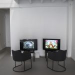 Iconomia, Multichannel Video Installation (2 projections, 2 monitors). (installation view).