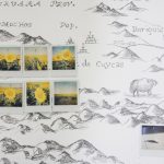 Iván Candeo, Drawing in-situ from a seventeenth century map on the gallery wall intervened with Polaroids, 2019, Mural, Detail.