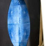 La garganta, 2021. Calabo wood, dyed MDF, wax, dyed Hanji handmade paper, wooden stick, rope, ceramic cup, cedar, 105x50x19 cm (detail)