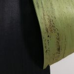 Sin título, 2021. Stained sycamore wood, cedar, bone, filament of guitar string and trace of rosewood, 120x80x8 cm (detail)