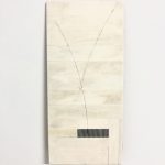 Sin título, 2020. Bone, redwood and dyed sycamore, 28x13x0,5 cm