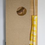 y la mano, 2021. Dyed calabo wood, MDF, wax, dyed Hanji handmade paper, wooden stick, cedar, found object, 105x51x16,5 cm