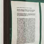 François Bucher author of a story by Borges, 2022. Texto mecanografiado sobre papel viejo, 65 x 75 cm. detail