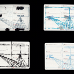 Ivan Candéo. Diagrama en grasa, 2020. Tinta y oléo sobre papel de agenda, 30.5 x 40cm.