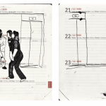 Iván Candeo. El gorila invisible, 2021. Tinta sobre papel de agenda, secuencia de 2 (16.8 x 23.6 cm)