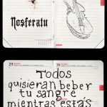 Iván Candeo. Nosferatu, 2021. Insecto, tinta y grafito sobre agenda, Secuencia de 2 (23.5 x 16.8 cm)