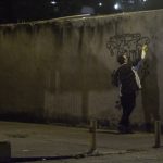 Untitled (Ángelus novus). 2022. Photographic record. Graffiti, spray paint on city walls.