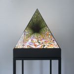 Lapis Mundi, 2022. Lightbox, 3D Photographic print, mirrors, steel.72x60x60 cm