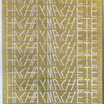 Dibujo amarillo con letras blancas, 2023. Gouache on jute, 170 x 72 cm