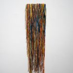 Melena, 2024. Wooden support and fabrics dyed with natural dyes, 78 x 20 cm