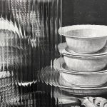 Domestic Matters (Fowl, Porcelain and Shells I), 2024. Ditone printing on paper, beveled glass and marquetry (detail)