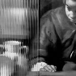 Domestic Matters (The Maid I), 2024. Ditone printing on paper, beveled glass and marquetry (detail)