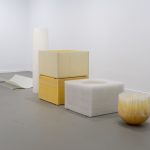 Superficie neutra, 2023. Mercedes Pimiento. Wax, kerosene, fiberglass, cellular polycarbonate, and corrugated steel. Variable dimensions