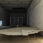 Es un cuerpo, 2022. Mercedes Pimiento. Cement, steel and plant debris. 45x300x375cm
